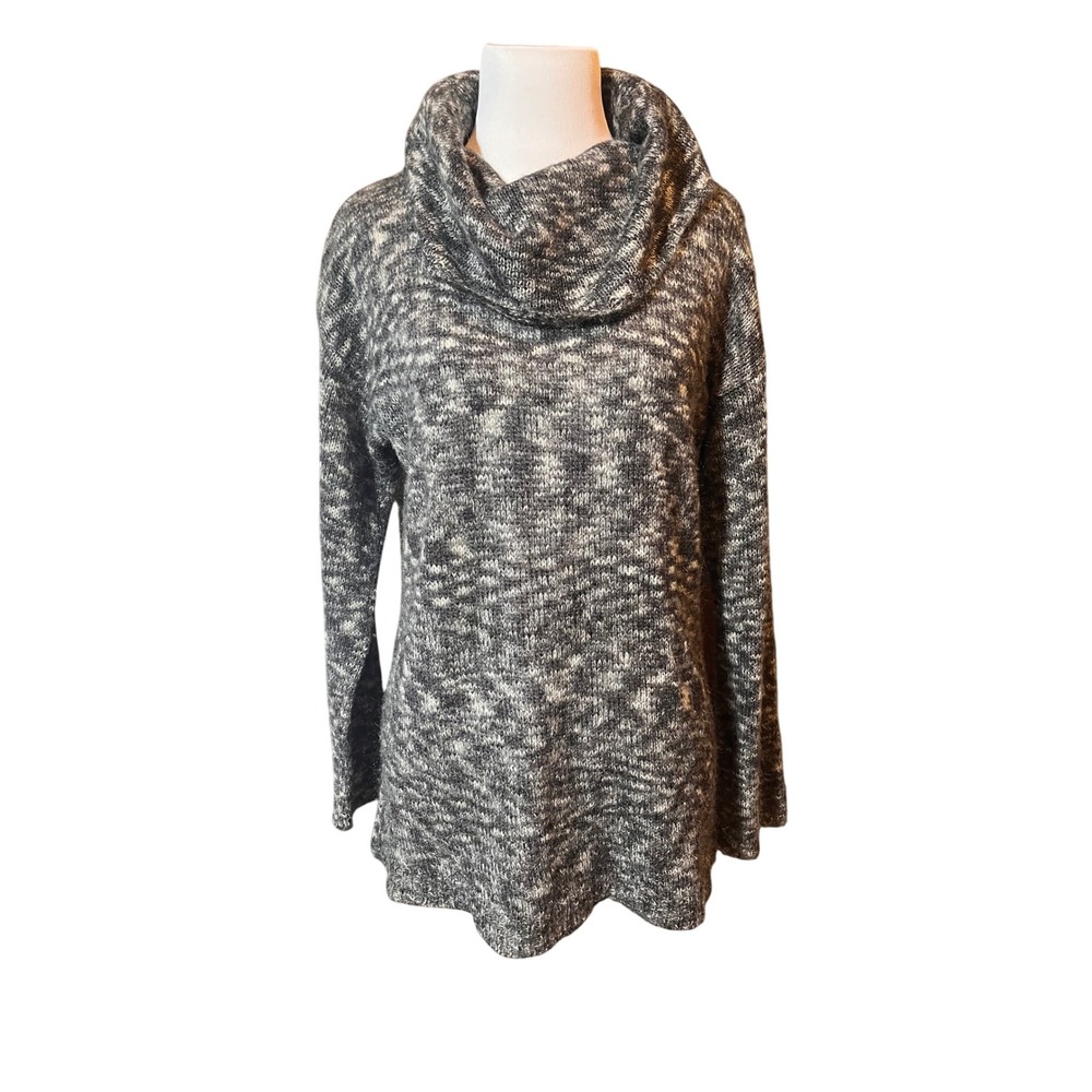 Anne Klein Gray Marled Mohair Blend Cowl Neck Sweater Women's L Soft Cozy Knit